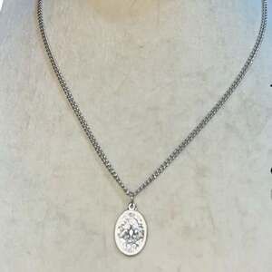 Dove with Radiant Halo Necklace “Pray for Us”